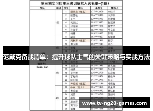 范戴克备战清单：提升球队士气的关键策略与实战方法
